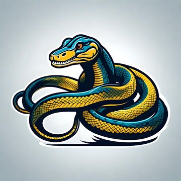 An abstract logo for a business or sports team featuring a caricature of a snake that is suitable for a t-shirt graphic.