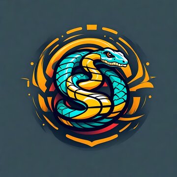 An abstract logo for a business or sports team featuring a caricature of a snake that is suitable for a t-shirt graphic.