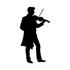 musician playing violin viola instrument silhoutte