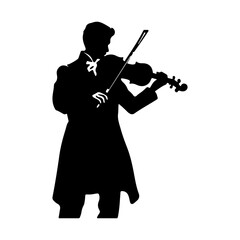 musician playing violin viola instrument silhoutte