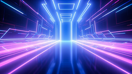 Futuristic empty neon background. High tech lines, studio product, future cyberspace concept.