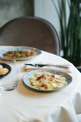 Healthy cauliflower carpaccio with cheese