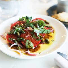 Healthy tomato salad with capers