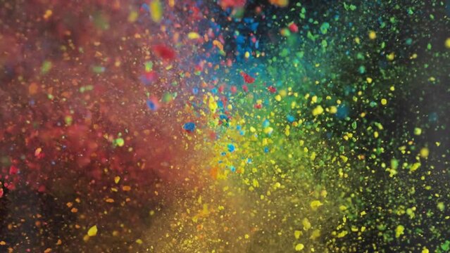 Colored powder explosion on black background. Abstract color background