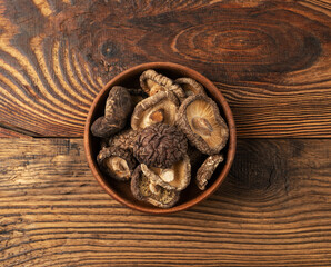 Dry Shiitake Mushrooms, Raw Shitake Pile, Healthy Organic Asian Fungi