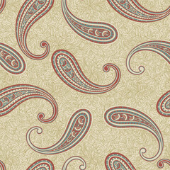 damask paisley seamless vector floral pattern 