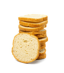 Dry Round Crackers Isolated, Sliced French Baguette Bread, Crunchy Croutons, Bruschetta Crackers,...