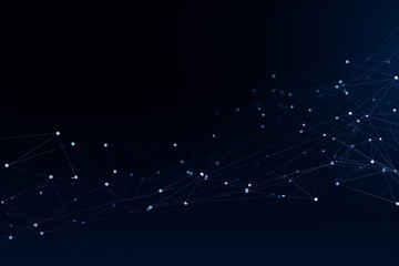 Fototapeta premium Dark blue geometric plexus abstract background with lines and dots, technology, tech, Generative AI