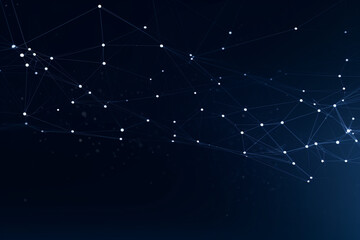 Dark blue geometric plexus abstract background with lines and dots, technology, tech, Generative AI