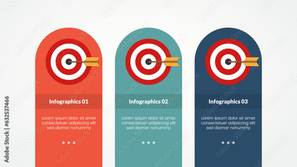 Aufkleber goals or business target infographic concept for slide presentation with round box rectangle vertica