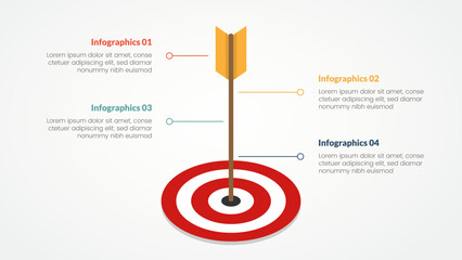 goals or business target infographic concept for slide presentation with vertical goal and description timeline 4 point list with flat style