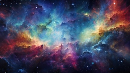 Obraz na płótnie Canvas breathtaking background with multicolored deep space nebula, ai tools generated image
