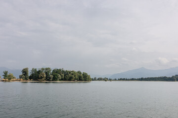Green island on the Chiemsee lake in Bavaria, Germany
