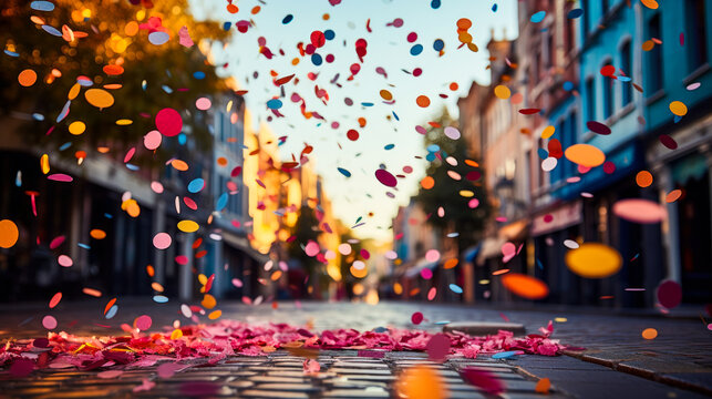 Urban Festive: Colorful Confetti on the Street