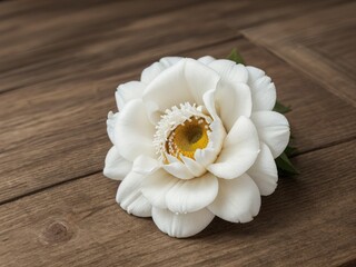 white flower on wood