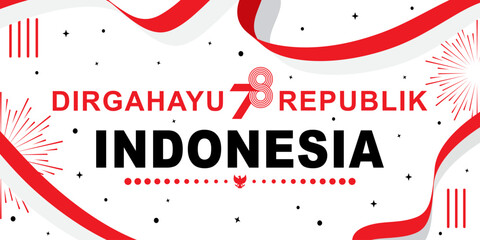 flat cartoon banner design greeting Dirgahayu Republik Indonesia ke-78, which means the 78th Indonesian Independence Day