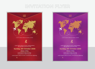 Reception invitation flyer design template of two colors.