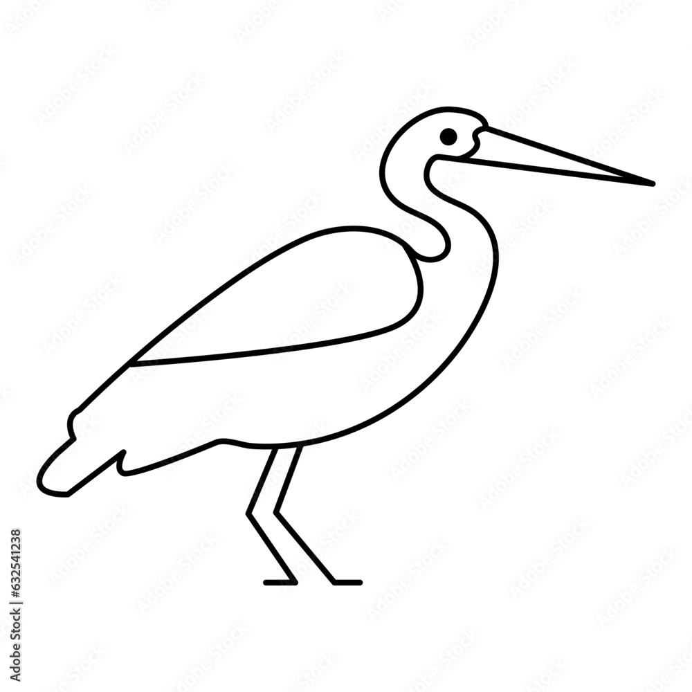 Wall mural Continuous one line drawing of heron bird  vector illustration