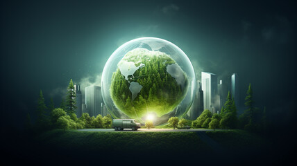 World environment and earth day concept with globe. nature and eco friendly environment.