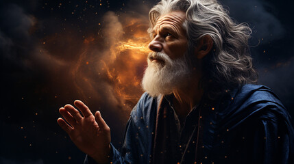 A portrait of Abraham standing beside the stars as a symbol of God's promise Generative AI - obrazy, fototapety, plakaty