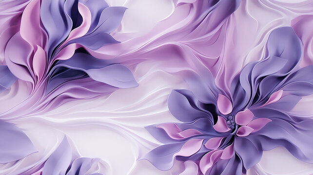 Liquid Violet background. Purple and white minimalist banner with liquid flower. Trendy digital pastel style.