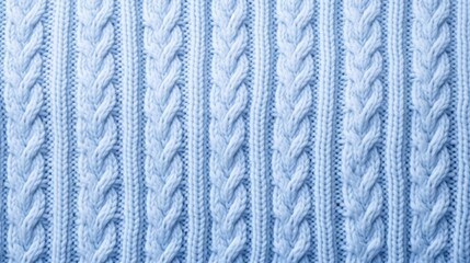 In this macro shot, the detailed cable knit pattern of a wool sweater takes center stage, forming a captivating background with its knitting texture