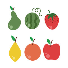 Cute bright colors from fruit vector collection. Set of apples, lemons, bananas, oranges, pears, pineapples, grapes, cherries, strawberries and blueberries. Available in eps10