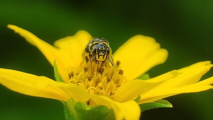 bee take a pollen in nature