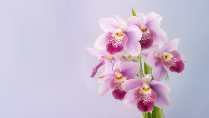 Fototapeta na wymiar Purple Miltonia spectabilis orchid flower background, Flowers composition as background project graphic design