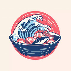 Sushi sashimi restaurant logo design icon. Generative ai.
