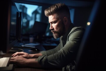 shot of a designer using his computer while working in his office