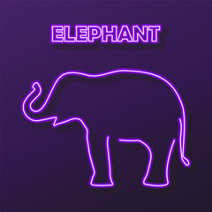 elephant neon sign, modern glowing banner design, colorful modern design trends on black background. Vector illustration.