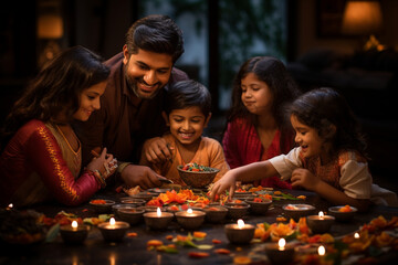 Family Gathering for Diwali Puja Generative AI