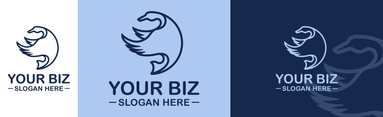 Stork or Duck Fly in monoline style Logo Design