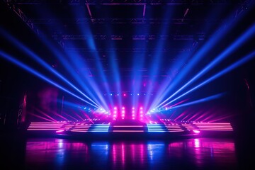 Neon colorful lights on stage during music concert - obrazy, fototapety, plakaty