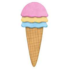 Ice Cream Cone with Different Flavors