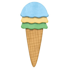 Ice Cream Cone with Different Flavors