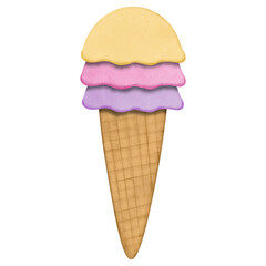 Ice Cream Cone with Different Flavors