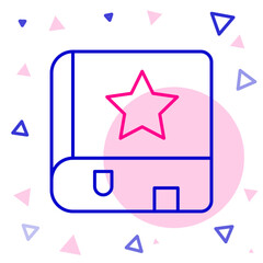 Line Ancient magic book with alchemy recipes and mystic spells and enchantments icon isolated on white background. Colorful outline concept. Vector