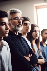 shot of a group of students and their professor in class at university