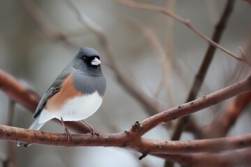Fototapeta premium Enigmatic Dark-Eyed Junco: Avian Beauty in Focus