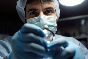 Fototapeta na wymiar closeup shot of a dentist having his hands inspected by the camera