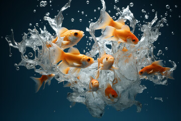 illustration of goldfish underwater in the ocean. Created with Generative AI