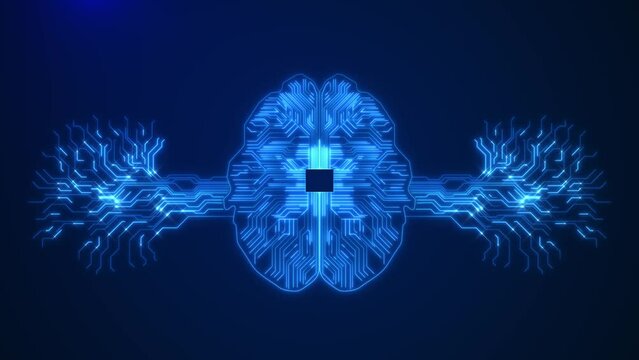 High Tech Artificial Intelligence Concept of electric brain brainstorm Brain circuit board concept. electronic brain powered processor Deep learning. printed circuit board PCB. IoT Internet of Things.