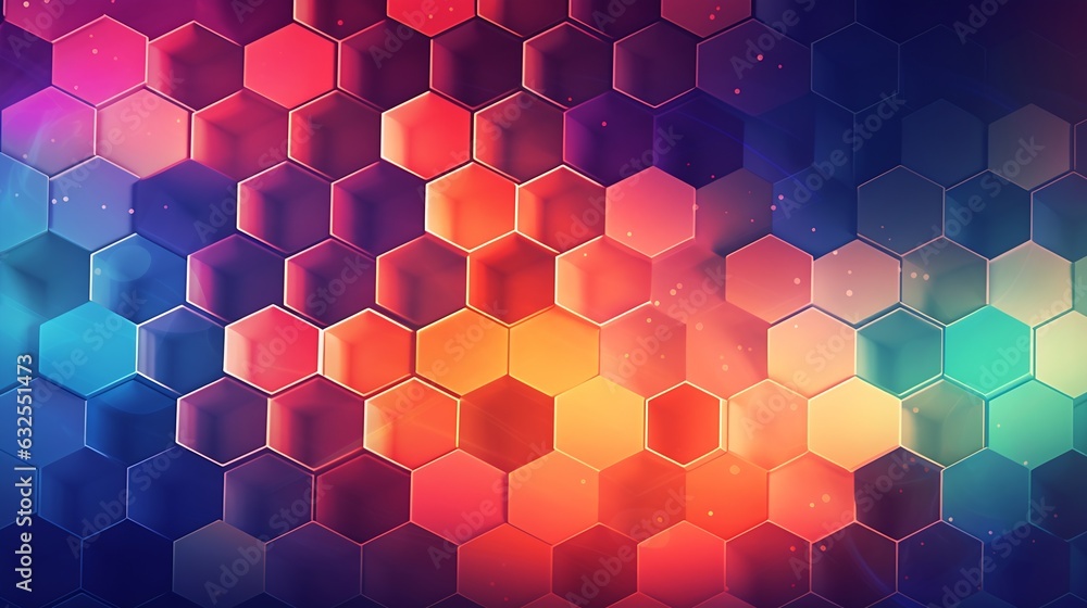 Poster Generative AI : Abstract flat hexagon technology background pattern