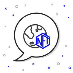 Line NFT Digital crypto art icon isolated on white background. Non fungible token. Colorful outline concept. Vector