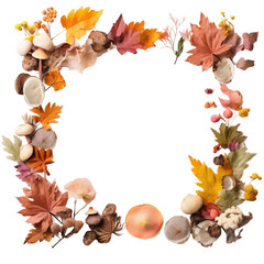 Autumnal elements on transparent background