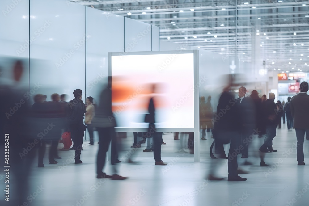 Poster generative ai : abstract blurred defocused trade event exhibition background business convention sho