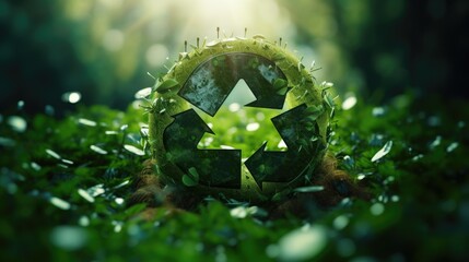 Circular economy icon on nature background in The concept circular economy for future growth of business and design to reuse and renewable material resources and environment sustainable.