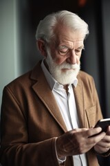 cropped shot of a senior man using his cellphone indoors